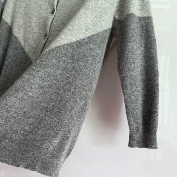 J. Crew Collection Italian Cashmere Gray Color Block Button Back Crew Sweater S - Picture 9 of 14